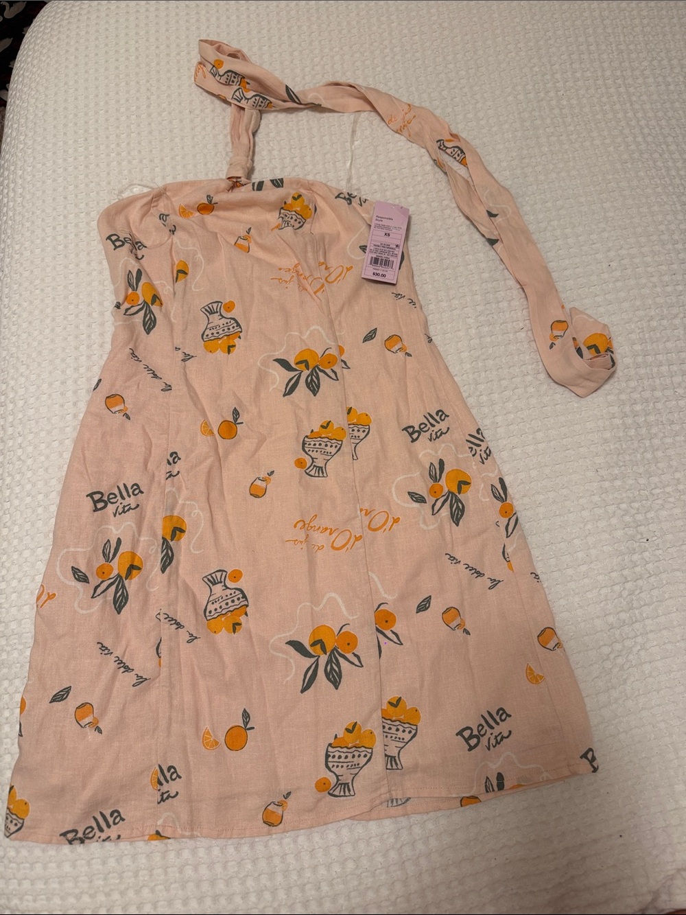 wild fable Pink Halter Mini Dress with Orange and Green Print